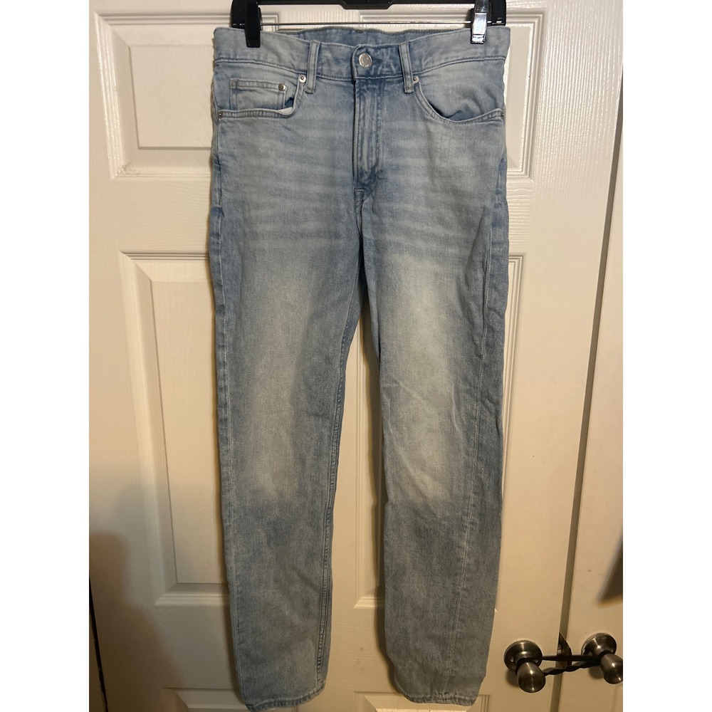 HM Mens Slim Fit Light Wash Blue Denim Jeans 30x32 Faded Stretch‎ Basic Casual